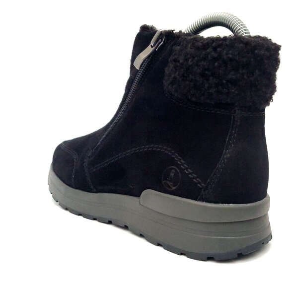Lands' End Black Suede & Faux Fur Fleece Zip Up Ankle Boots Women's Size 7B - Picture 9 of 12